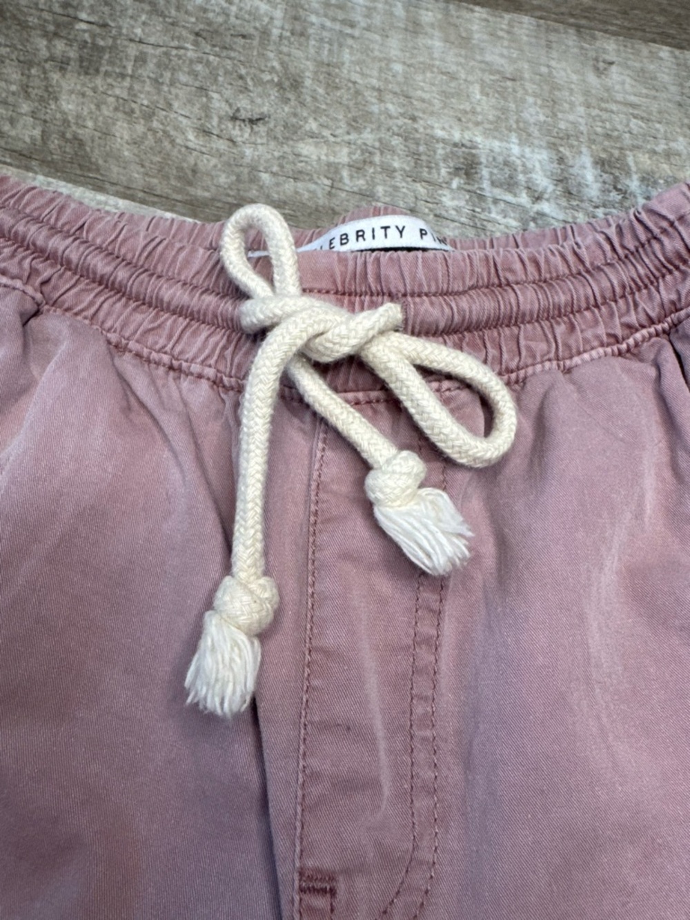 Celebrity Pink Dusty Mauve Drawstring Shorts, Front & Back Pockets - Picture 3 of 11